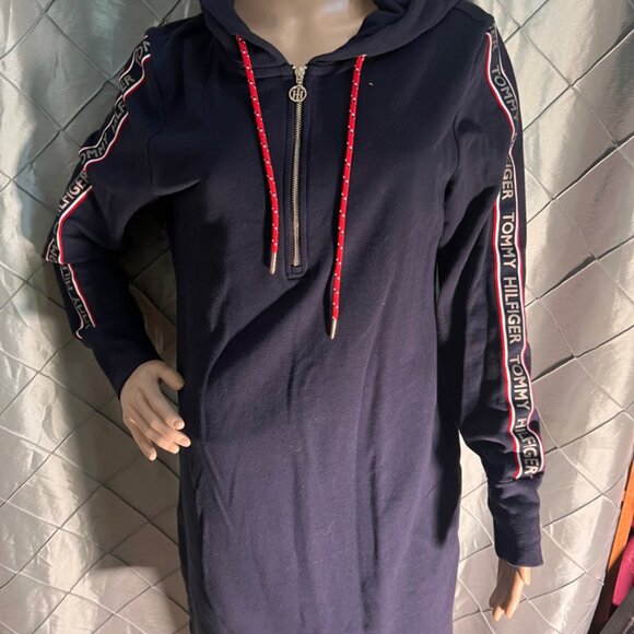 NWoT Tommy Hilfiger Knit Hoodie‎ Sweatshirt Dress Long Sleeves Blue Size M *DN3 - Picture 1 of 8